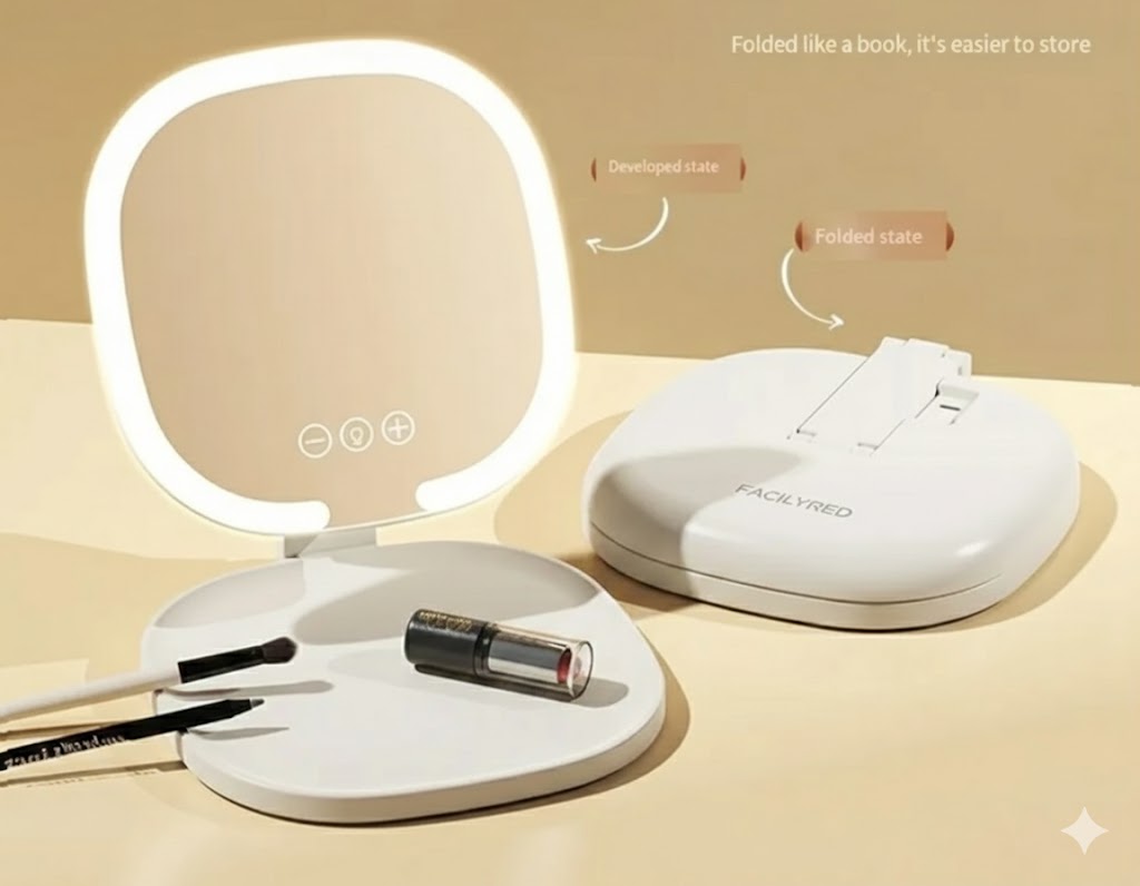 Espejo Luz LED Plegable Portátil