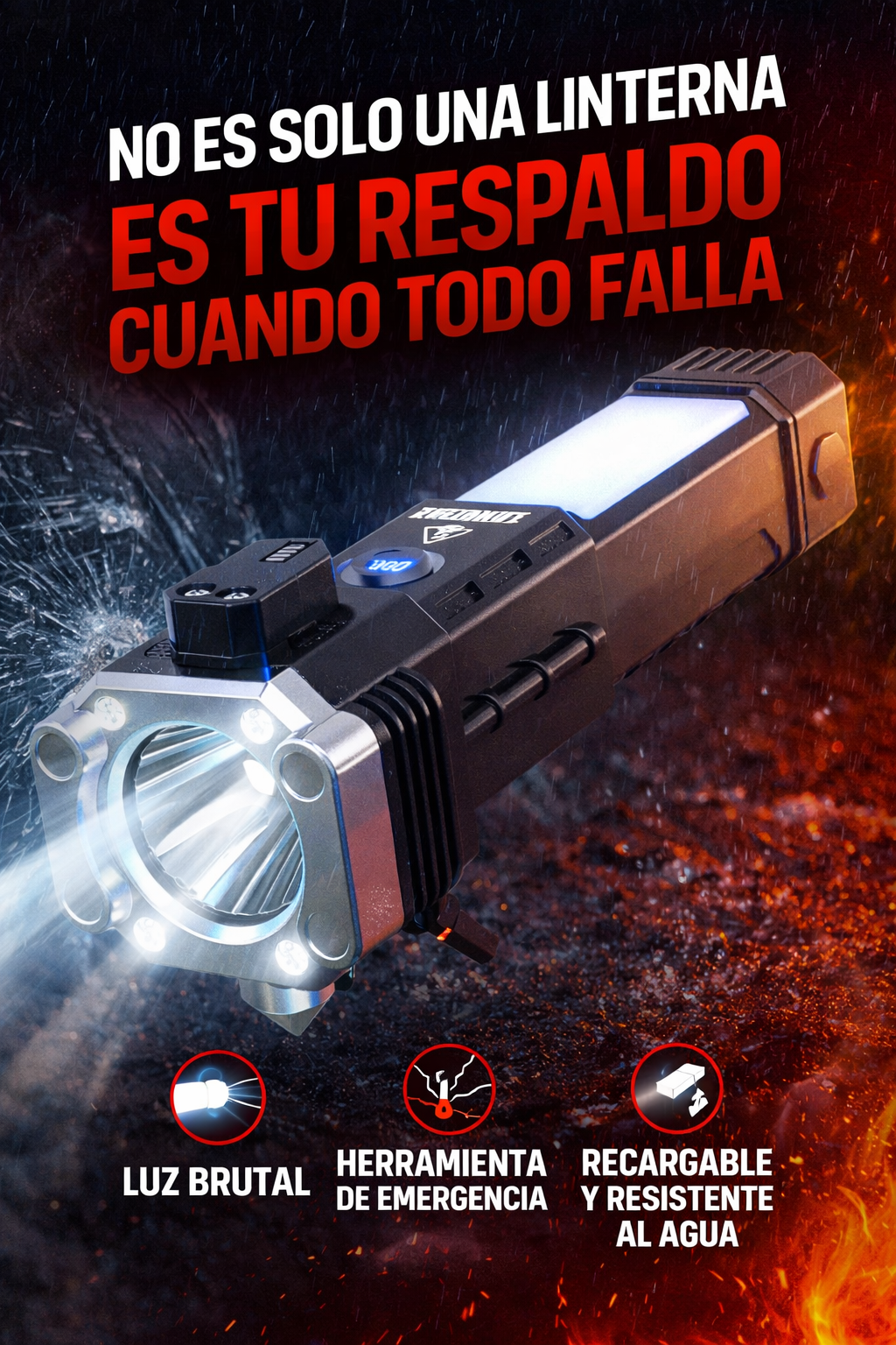 Linterna Con Martillo De Seguridad Y Aut