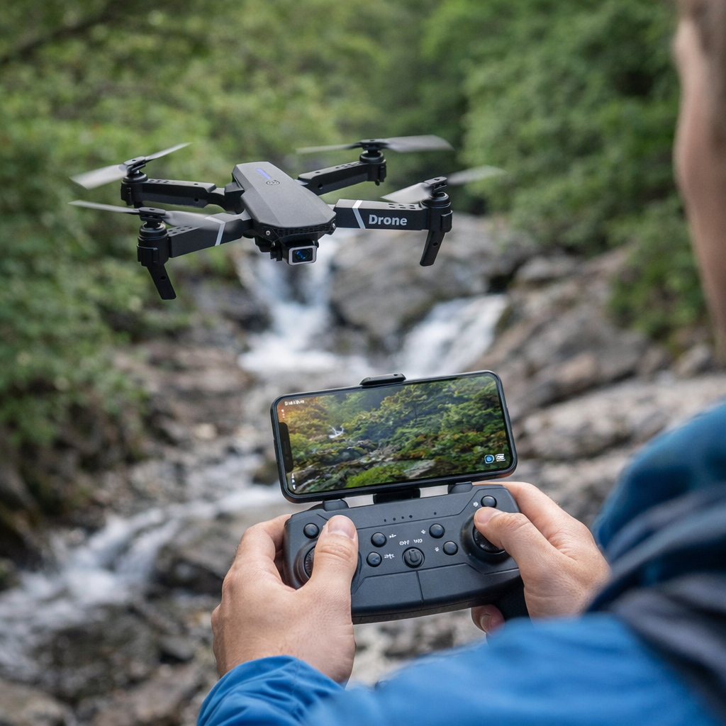 Dron E88 Cámara Frontal Con Bolso Bater