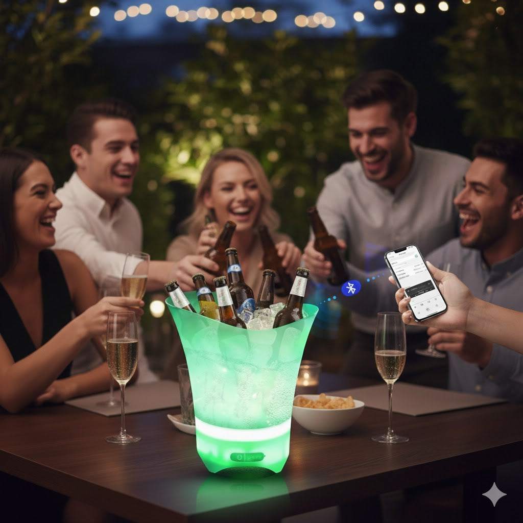 HIELERA CON LUZ Y PARLANTE BLUETOOTH